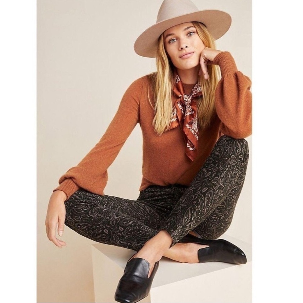 ANTHROPOLOGIE AG High-Rise Stevie Ankle Paisley Velour Pants 28